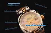 Rolex Datejust Lady 2813 Automatic Two Tone Case/Strap with Diamond Markers and Diamond Markers ETA Coating