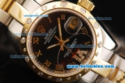 Rolex Datejust Oyster Perpetual Automatic Movement Steel Case with Black Dial and Two Tone Strap-Lady Model