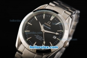 Omega Seamaster Automatic Movement Steel Case with Silver Stick Markers-Black Dial