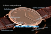 Patek Philippe Calatrava Miyota OS2035 Quartz Rose Gold Case with Brown Dial and Arabic Numeral Markers