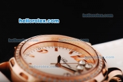 Chopard Happy Sport Quartz Movement Rose Gold Case with Diamond Bezel and White Rubber Strap-Lady Model