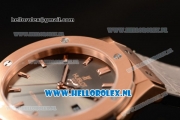 Hublot Classic Fusion 9015 Auto Rose Gold Case with Grey Dial and Grey Leather Strap