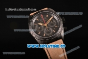 Tudor Black Shield Swiss Valjoux 7753 Automatic DLC Case with Black Dial Rose Gold Stick Markers and Brown Leather Strap - 1:1 Original (ZF)