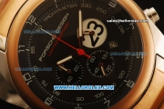 Porsche Design Limted Edition Chronograph Miyota Quartz Steel Case with Rose Gold Bezel and White Dial- Two Tone Strap