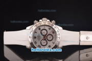 Rolex Daytona Asia 3836 Automatic Steel Case with Silver Dial and White Rubber Strap - 7750 Coating