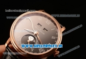 BlancPain Villeret Miyota 9015 Automatic Rose Gold Case with Black Dial Roman and Black Leather Strap (EF)