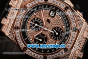 Audemars Piguet Royal Oak Offshore Chrono Swiss Valjoux 7750 Automatic Rose Gold/Diamonds Case with White Markers and Diamonds Bezel(NOOB)