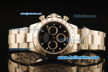 Rolex Daytona Swiss Valjoux 7750 Automatic Movement Full Steel with Black Dial and White Stick Markers