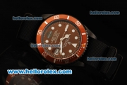 Rolex Submariner Automatic Movement PVD Case with Brown Dial Orange Bezel and Black Nylon Strap
