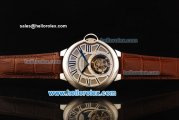 Cartier ballon bleu de Cartier Swiss Tourbillon Manual Winding Movement Steel Case with Roman Numerals and Brown Leather Strap