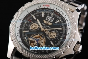 Breitling for Bentley Tourbillon Automatic White Case with Black Dial and SS Strap