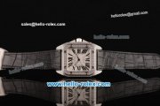 Cartier Santos 100 Swiss ETA 2824 Automatic Steel Case with Black Leather Strap Diamond Bezel and White Dial - 1:1 Original