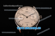 IWC Portuguese Asia Automatic Steel Case with Silver Arabic Numeral Markers White Dial and Black Leather Strap