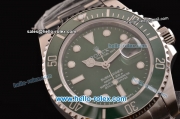 Rolex Submariner Rolex 3135 Automatic Steel Case with White Markers Green Dial and Stainless Steel Strap