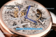 Cartier Rotonde De Swiss Manual Winding Rose Gold Case with White Leather Bracelet and Skeleton Dial