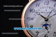 Patek Philippe Grand Complications Asia ST25 Automatic Rose Gold Case with White Dial and Brown Leather Strap Arabic Numeral Markers