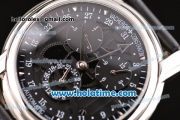 Vacheron Constantin Malte Asia ST25 Automatic Steel Case with Black Leather Strap and Black Dial