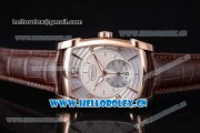 Parmigiani Kalpa Grande Clone Parmigiani PF331.01 Automatic Rose Gold Case with Silver/White Dial Stick/Arabic Numeral Markers and Brown Leather Strap