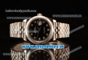 Rolex Datejust 37mm Swiss ETA 2836 Automatic Steel Case with Jubilee Steel Bezel Black Dial Diamond Steel Bracelet