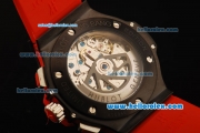 Hublot Big Bang Chronograph Swiss Valjoux 7750 Automatic Movement PVD Case with Red Diamond Bezel and Red Rubber Strap