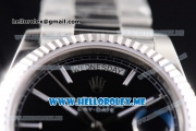 Rolex Day-Date Asia 2813 Automatic Stainless Steel Case/Bracelet with Black Dial and Stick Markers (BP)