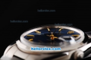 Rolex Milgauss Precision Automatic Movement Silver Case with Rose Gold Stick Markers-Blue Dial and SS Strap
