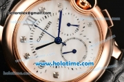 Cartier Ballon Bleu De Medium Chrono Miyota Quartz Rose Gold Case with White MOP Dial and Diamonds Markers