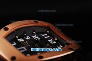 Richard Mille RM007 Rose Gold Case with White Number Markers and Black Leather Strap