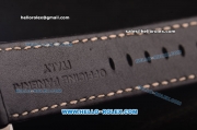 Panerai Luminor Marina PAM 00466 Swiss ETA 6497 Manual Winding Steel Case with Black Dial and Black Leather Strap