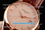 Patek Philippe Calatrava Swiss ETA 2824 Automatic Rose Gold Case with Champagne Dial and Stick Markers