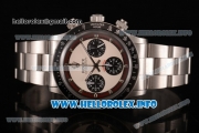 Rolex Daytona Vintage Chrono Miyota OS20 Quartz Steel Case/Bracelet with Silver Markers and White Dial - Brown Inner Bezel