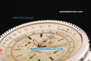 Breitling Bentley Swiss Valjoux 7750 Chronograph Movement Full Steel with Beige Dial and Stick Markers - Honeycomb Bezel