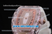 Richard Mille RM 07-02 Miyota 9015 Automatic Pink Sapphire Case with White Rubber Strap and White MOP Dial White Markers