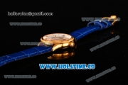 Rolex Cellini Time Asia 2813 Automatic Yellow Gold Case White Dial Blue Leather Strap and Stick/Roman Numeral Markers