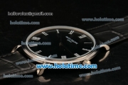 Patek Philippe Calatrava Miyota OS2035 Quartz Steel Case with Roman Numeral Markers and Black Dial