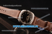 Panerai Radiomir 3 Days Acciaio P.3000 Auto Steel Case with Black Dial and Brown Leather Strap - 1:1 Origianl (ZF)