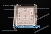 Cartier Tank Anglaise Miyota 9015 Automatic Steel Case with Silver Dial Black Leather Strap and Diamonds Markers