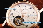 Breguet Classique Complications Swiss Tourbillon Manual Winding Movement Rose Gold Case with Black Roman Numerals and Brown Leather Strap