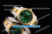 Rolex Datejust II Clone Rolex 3135 Automatic Two Tone Case/Bracelet with Green Dial and Stick Markers