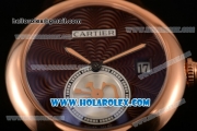 Cartier Rotonde De Miyota Quartz Rose Gold Case/Bracelet with Brown Dial