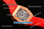 Richard Mille RM 038 Asia Automatic Rose Gold Case with Skeleton Dial and Red Rubber Strap
