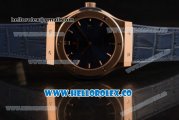 Hublot Classic Fusion Miyota 9015 Automatic Rose Gold Case with Blue Dial and Blue Leather Strap (AAAF)