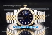 Rolex Datejust Clone Rolex 3135 Automatic Two Tone Case/Bracelet with Blue Dial and Stick Markers (BP)