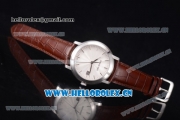 Audemars Piguet Jules Audemars Clone AP Calibre 3120 Automatic Steel Case with White Dial Stick Markers and Brown Leather Strap - 1:1 Original (EF)