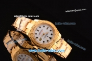 Rolex Yacht-Master Swiss ETA Original 2836 Automatic Gold Case with Black Markers White Dial and Yellow Gold Strap