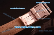 Breitling Transocean Asia 2892 Automatic Rose Gold Case with White Dial and Brown Leather Strap