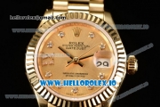 Rolex Datejust Swiss ETA 2671 Automatic Yellow Gold Case with Yellow Gold Dial Diamonds Markers and Yellow Gold Bracelet (BP)