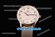 IWC Portugieser Asia 2813 Automatic Full Steel with White Dial and Blue Arabic Numeral Markers