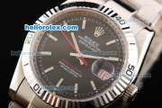 Rolex Datejust Working Chronograph Automatic with Black Dial and White Case and Bezel-Small Calendar