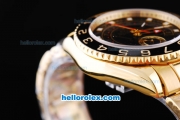 Rolex Yacht-Master II Oyster Perpetual Swiss ETA 2813 Automatic Full Gold with Black Bezel and Black Dial